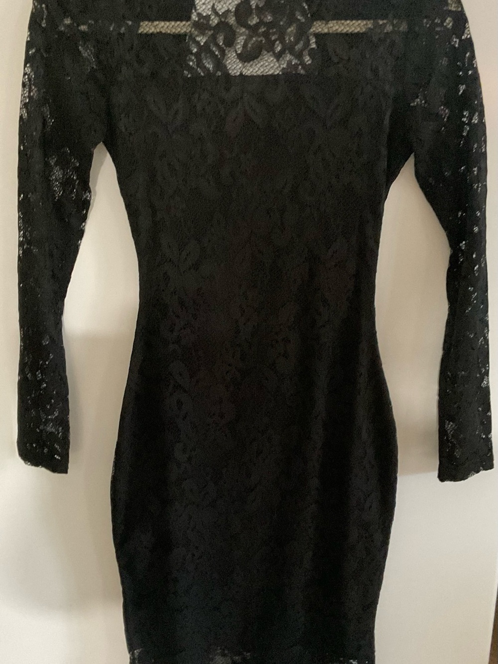 Black Long-Sleeve Lace Sheath Dress